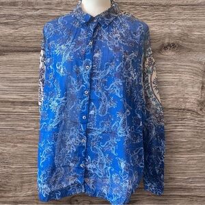 Free people Rose bud paisley print Point Collar Neck .Long
Sleeve Blouse